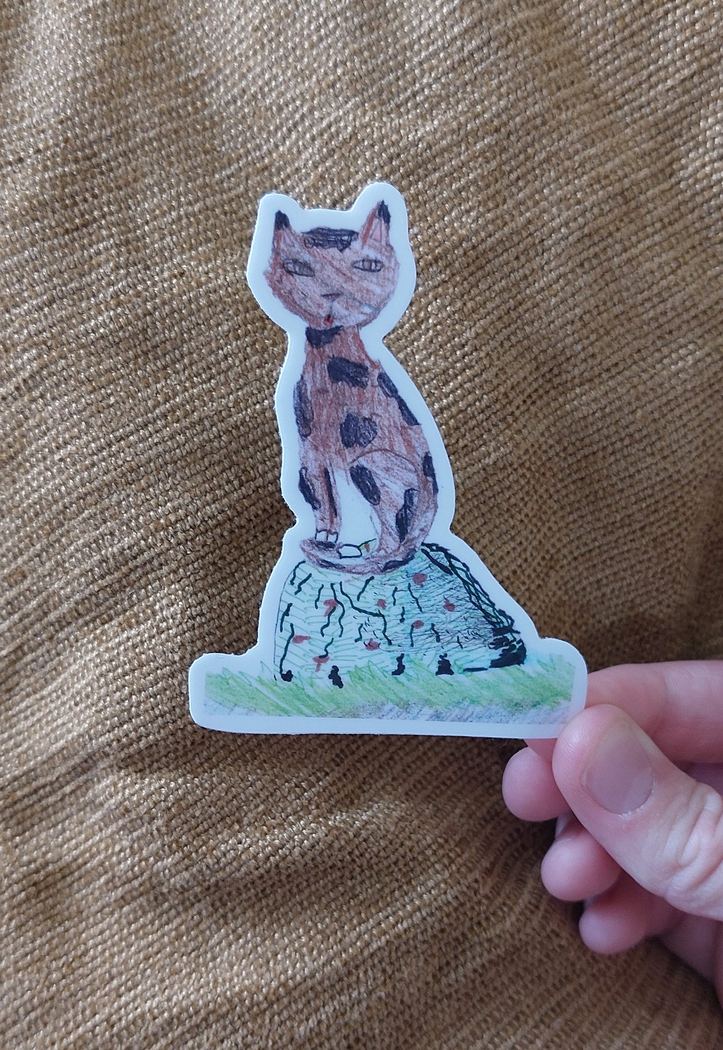 Cat on a Rock Vinyl Sticker