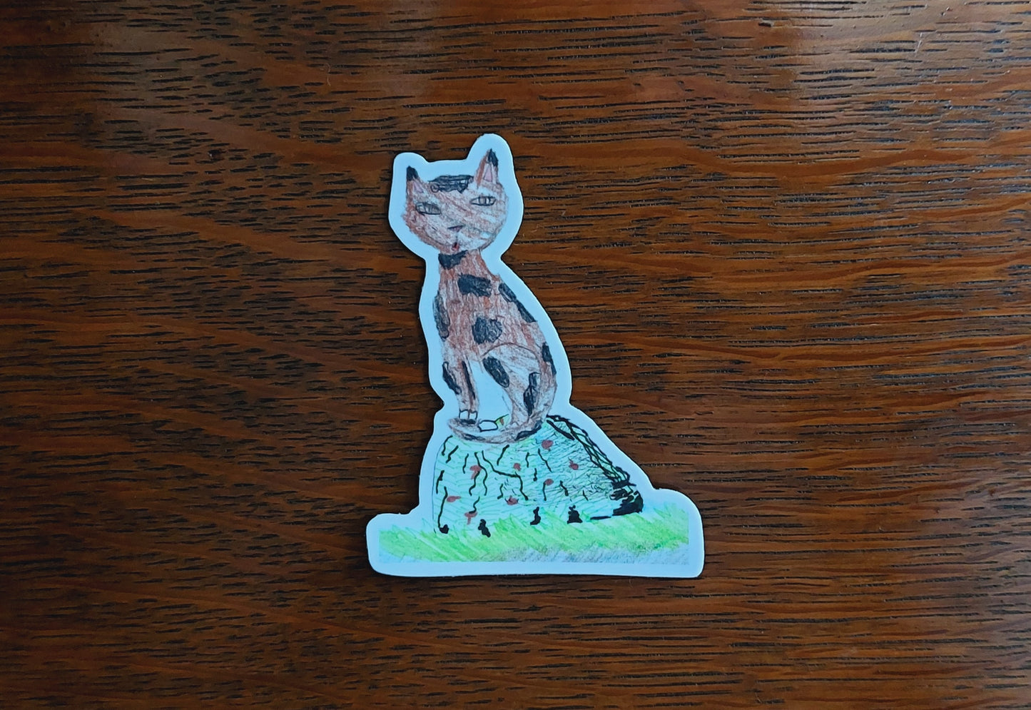 Cat on a Rock Vinyl Sticker