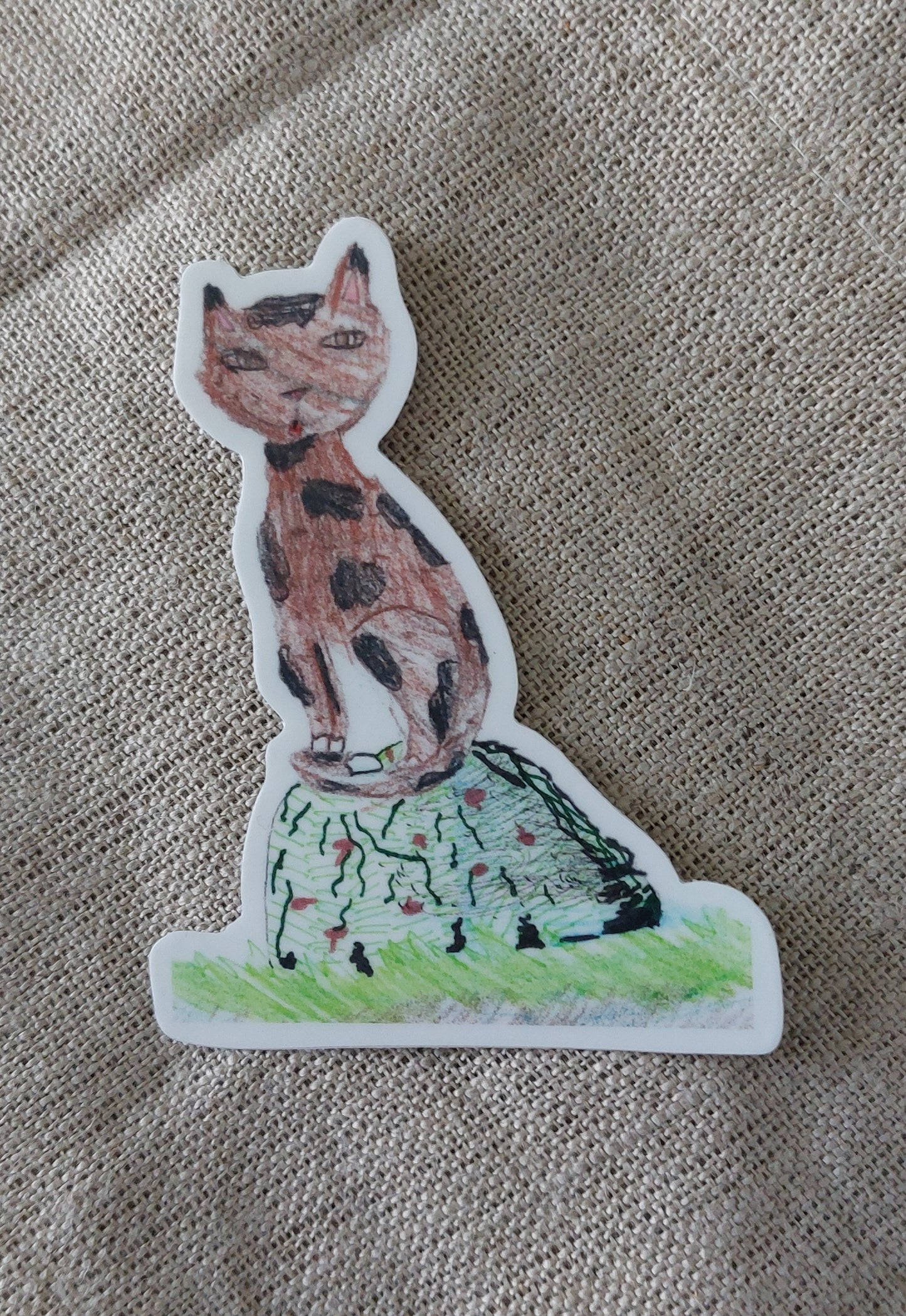 Cat on a Rock Vinyl Sticker