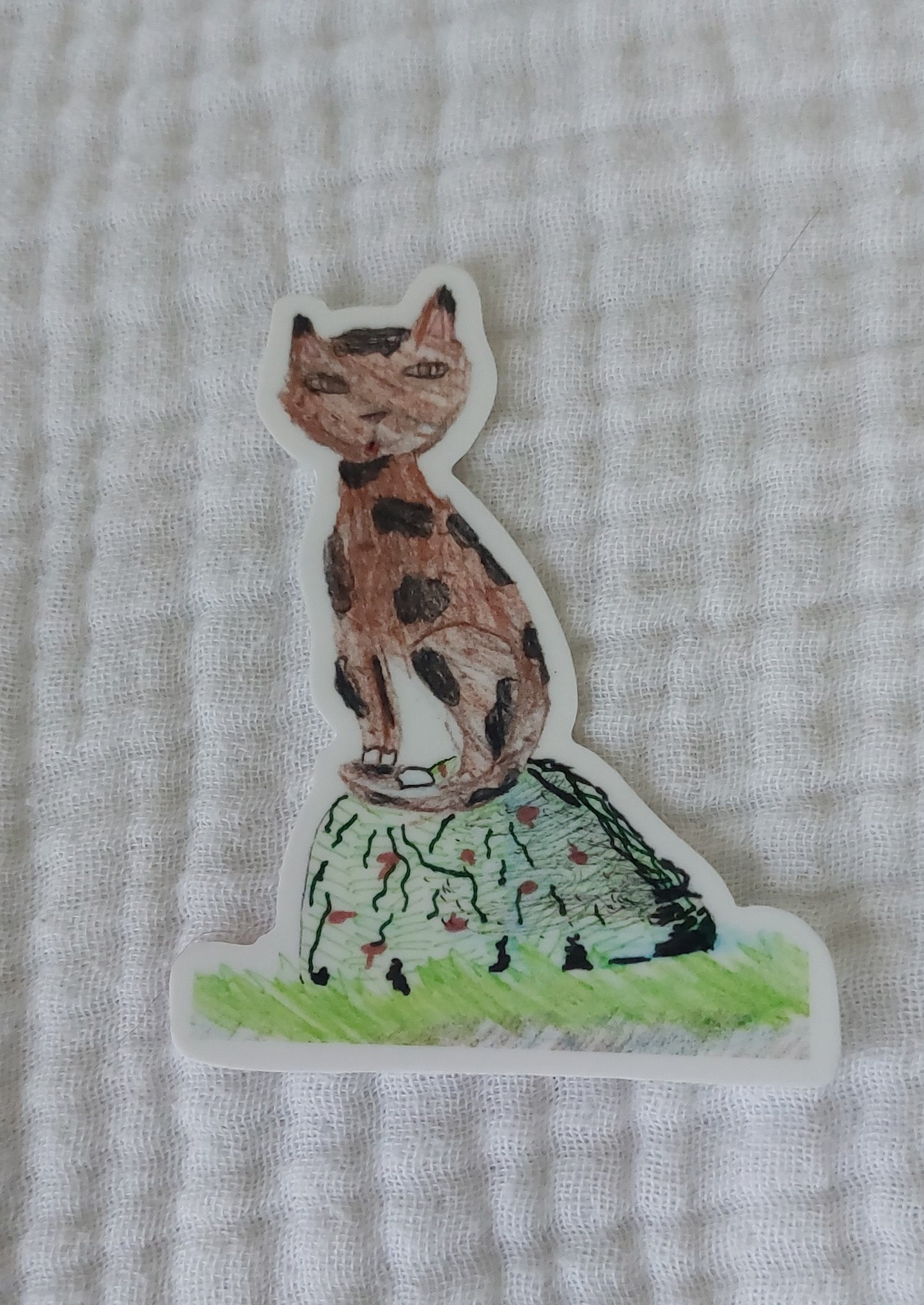 Cat on a Rock Vinyl Sticker